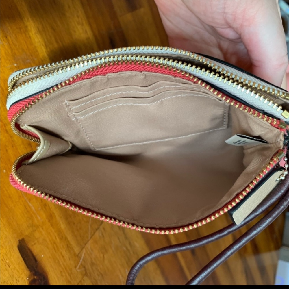 Coach Double Corner Zip Color Block Wristlet Wall… - image 5